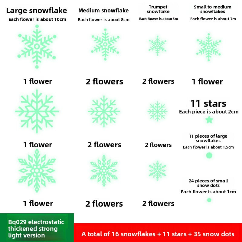 Luminous Christmas Snowflake Decoration Stickers