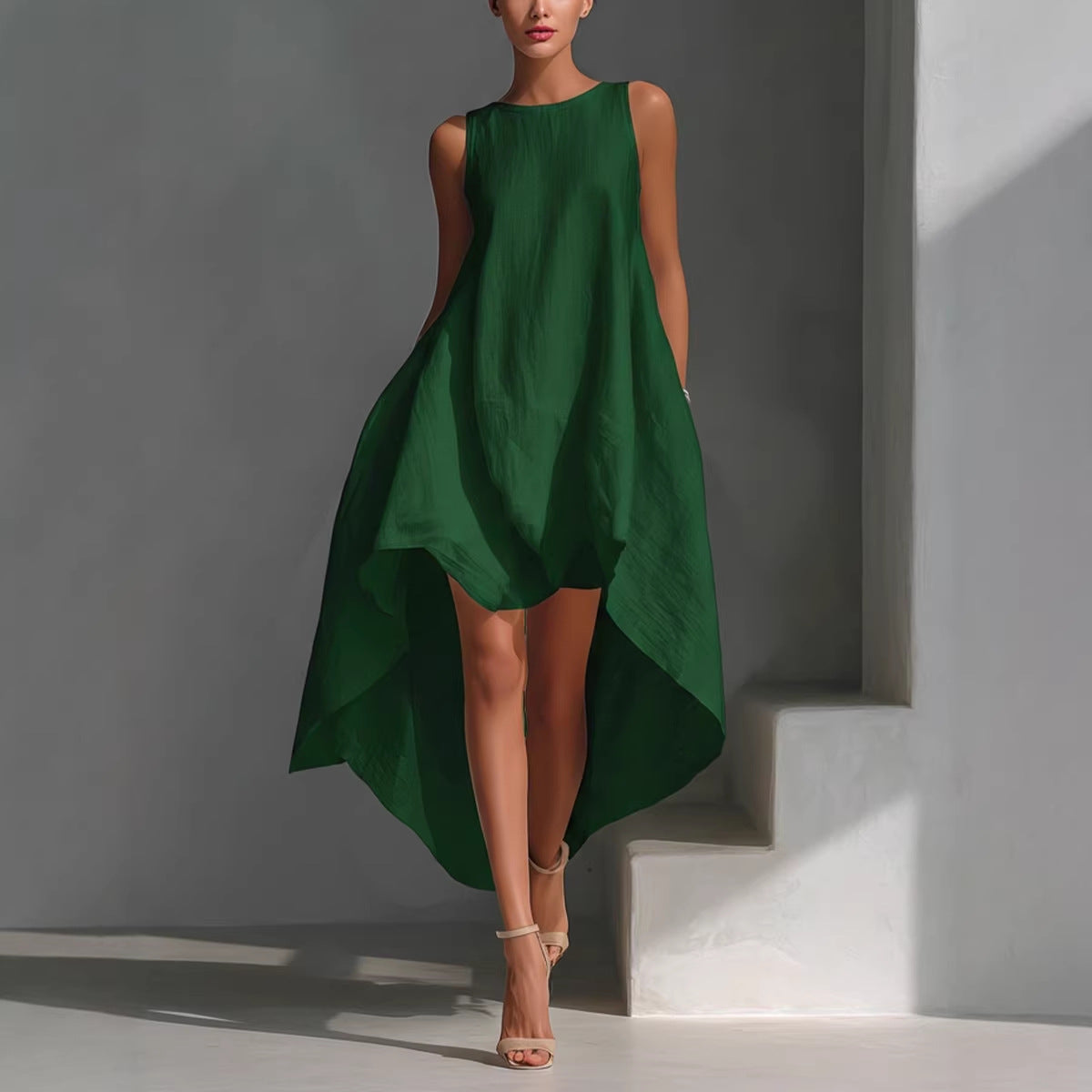 Women's Cotton-linen Irregular Sleeveless Dress