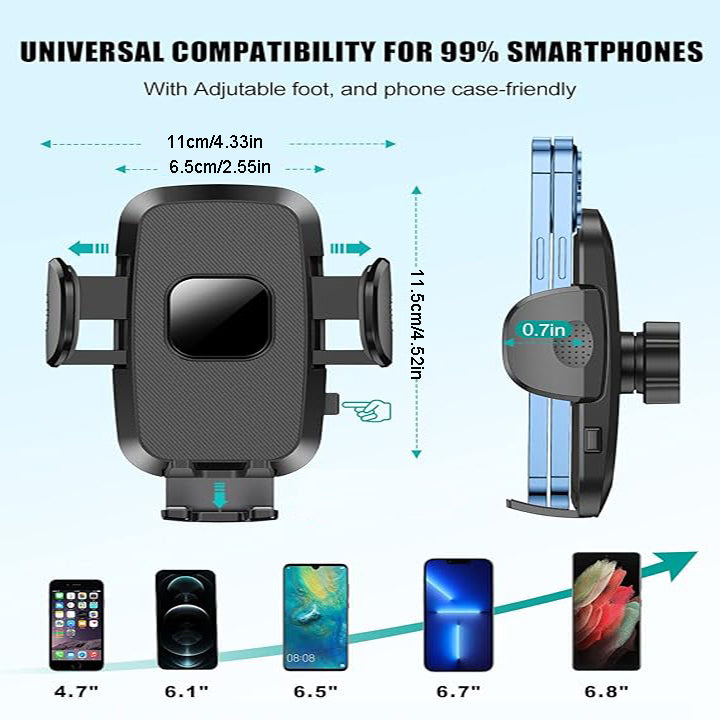 Phone Mount For Car, 4 In 1 Universal Car Phone Holder Mount For Dashboard Air Vent, Super Suction