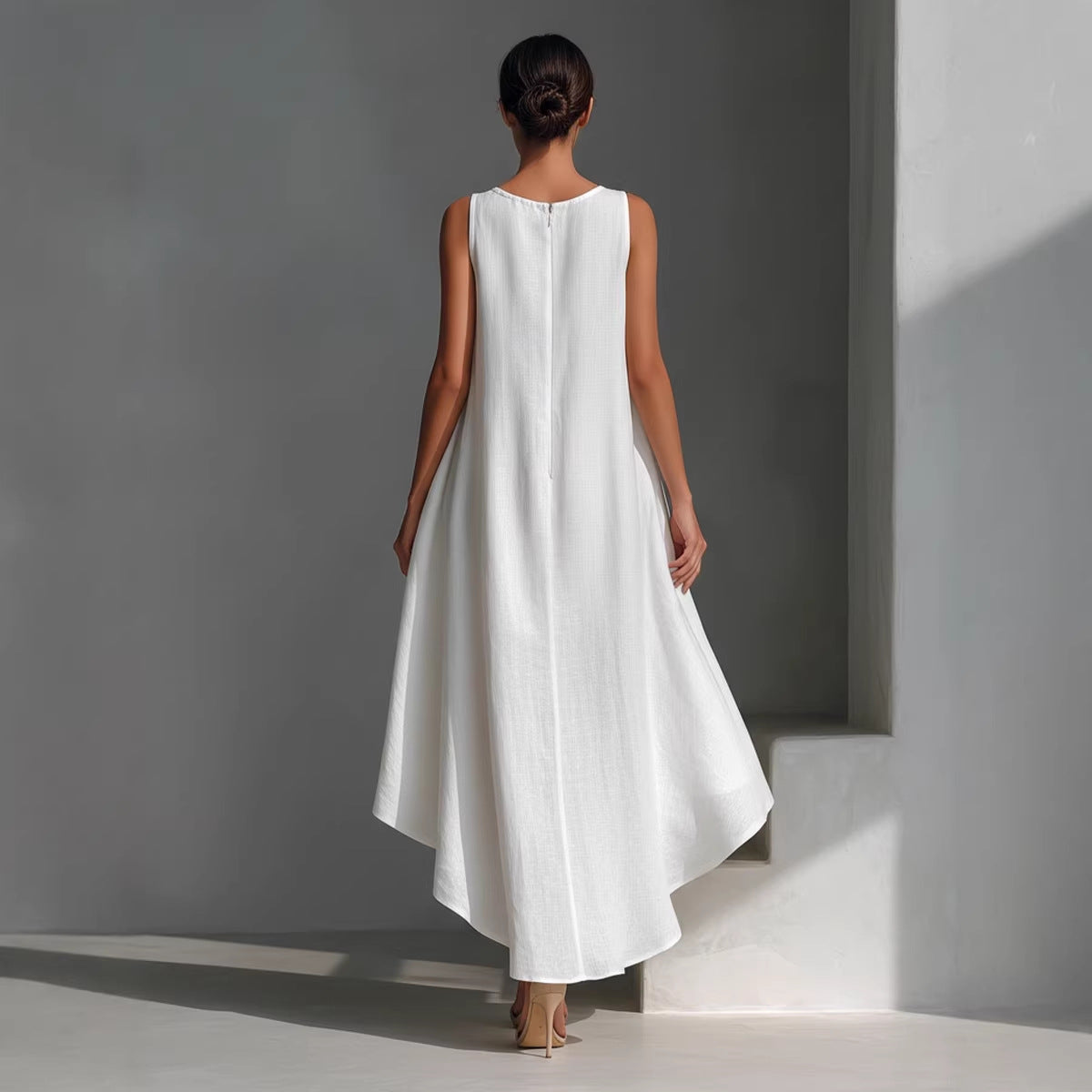 Women's Cotton-linen Irregular Sleeveless Dress