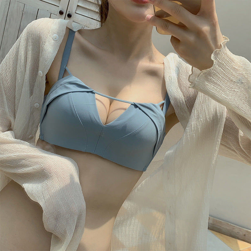 Women's Fashion No Steel Ring Receiving Breast Bra Set